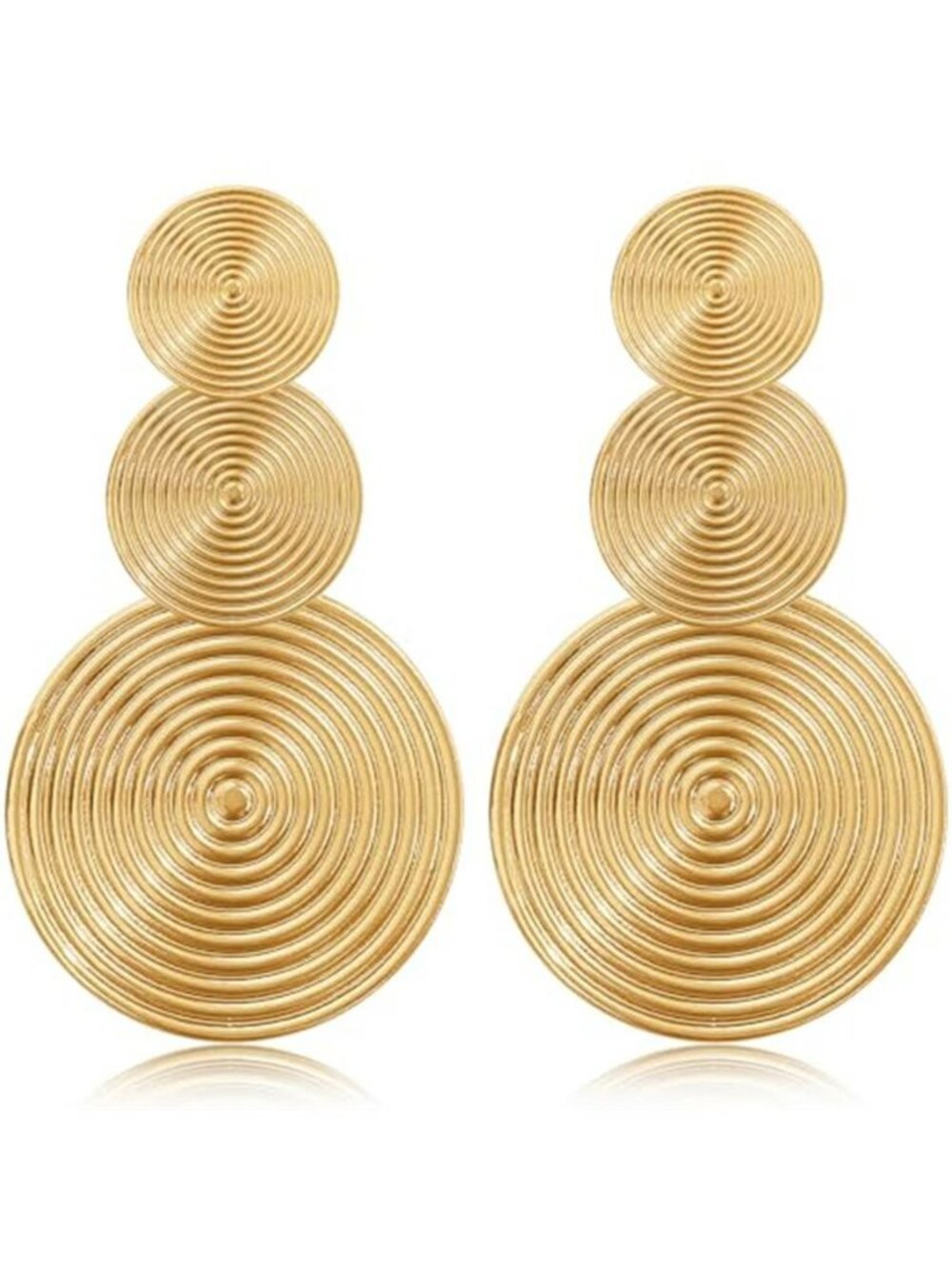 Long Round Alloy Dangle Drop Earrings - Statement 60s 70s 80s Vintage